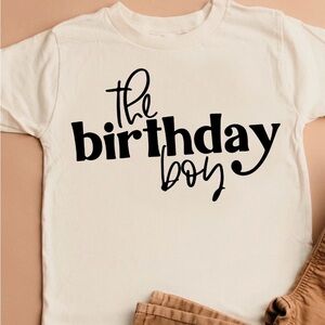 Gildan White Tee with Black "the birthday boy" Print